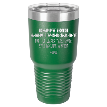 Happy 10th Anniversary Print Romantic Tumbler